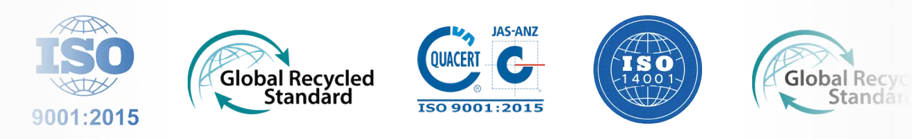 Chứng nhận ISO 9001, ISO 14001, Global Recycled Standard