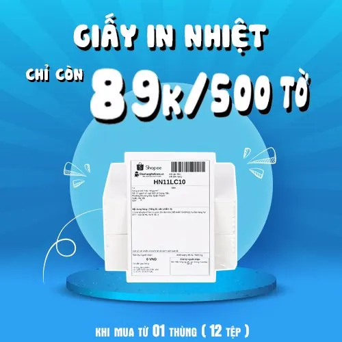 Giấy in nhiệt tự dính giá chỉ 89k/500 tờ