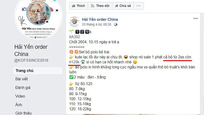 Viết bài bán quần áo