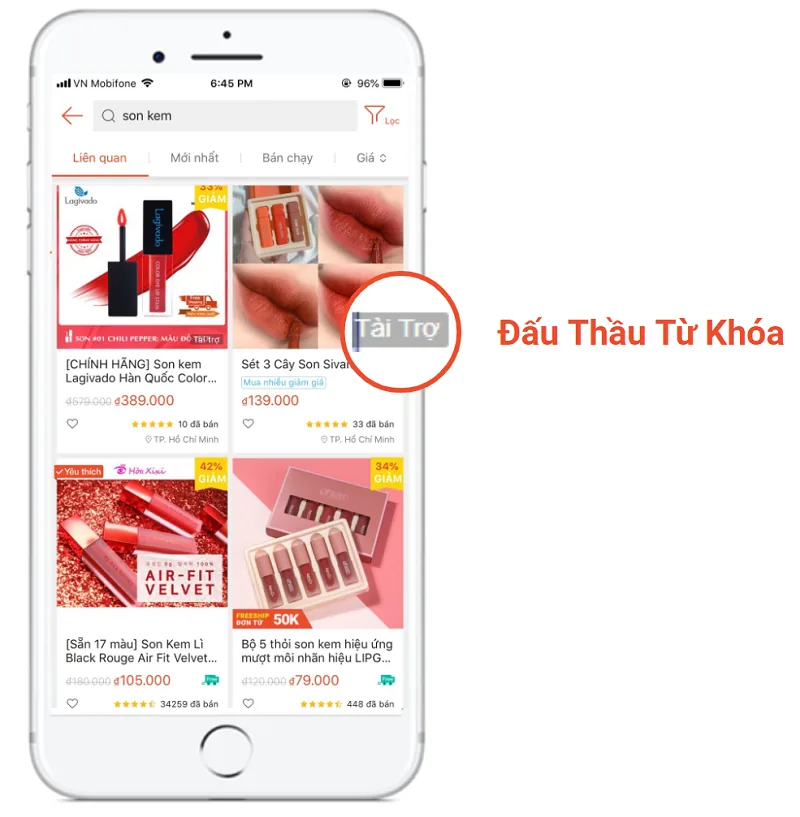 đấu thầu từ khóa quảng cáo shopee