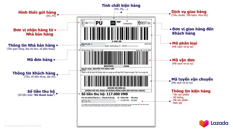 in tem vận chuyển khi bán hàng lazada