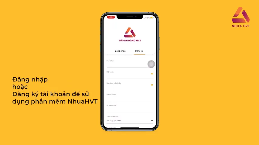 Đăng nhập tài khoản trên App NhuaHVT