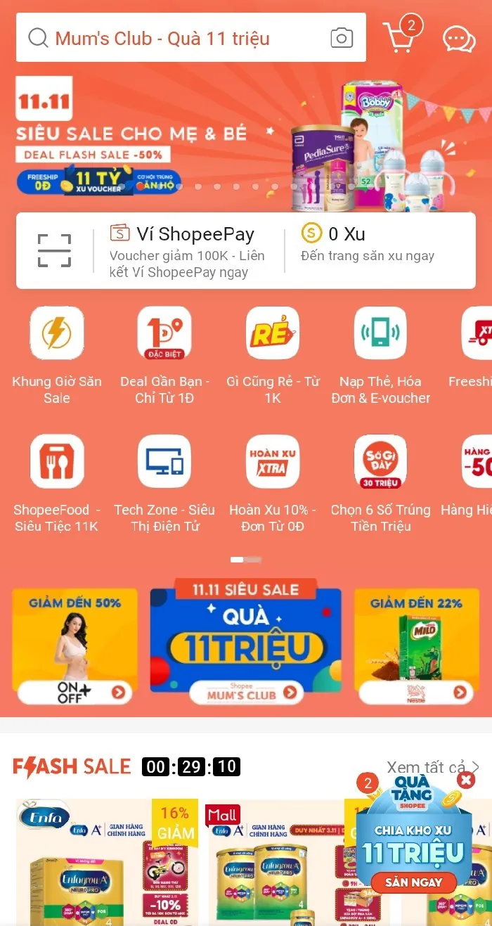 Lấy mã giảm giá của Shopee