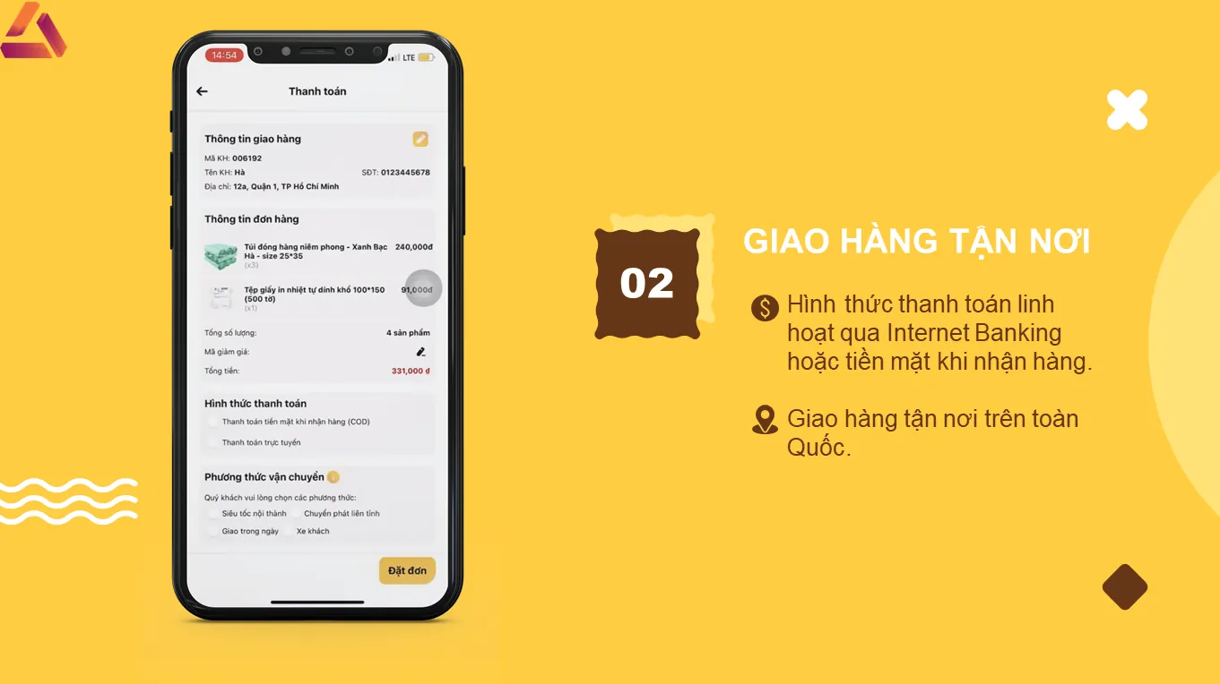 Hình thức thanh toán linh hoạt giao hàng tận nơi