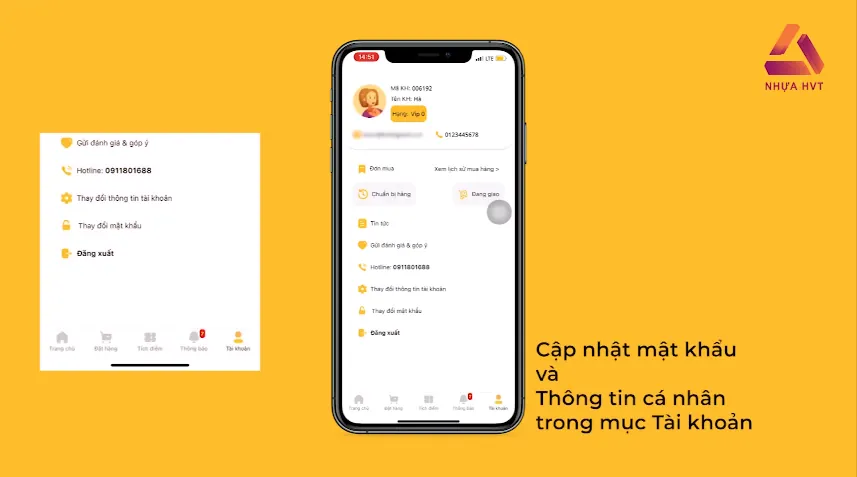Đăng nhập tài khoản trên App NhuaHVT