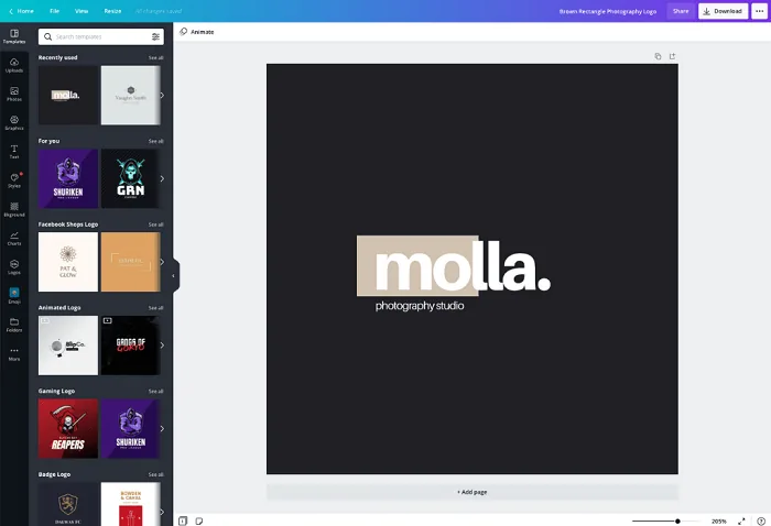 canva cho phép thiết kế logo đơn giản dễ dàng