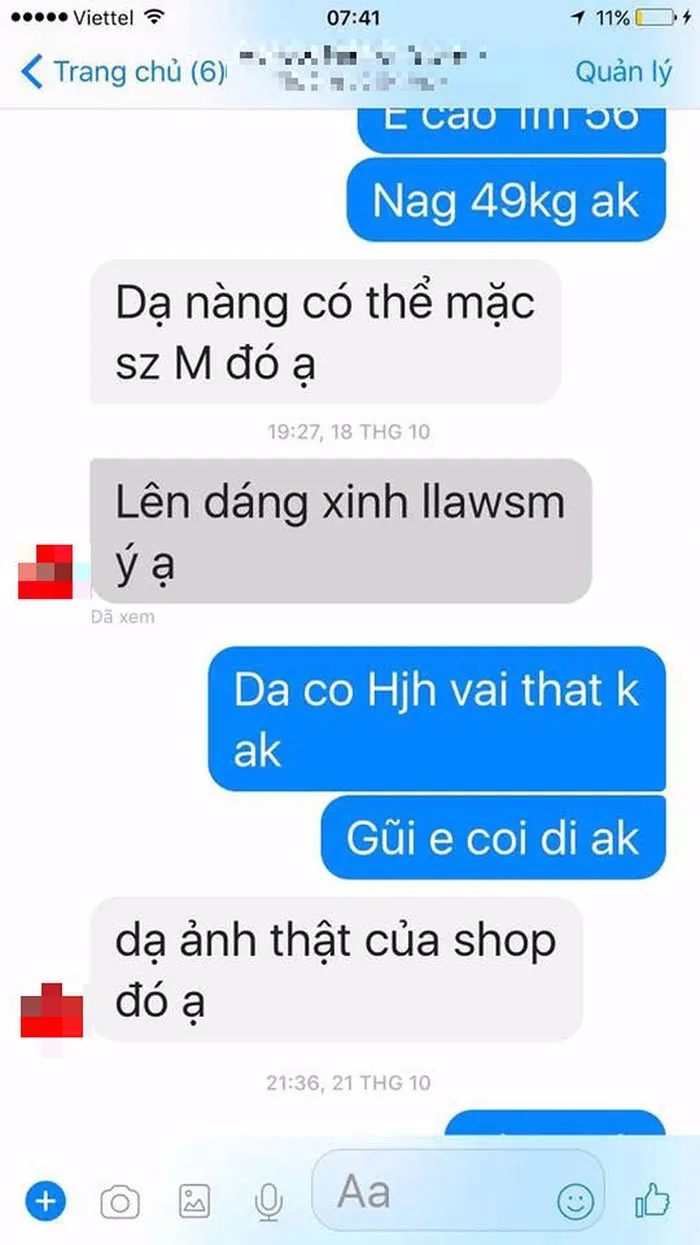 tư vấn chọn size khi tư vấn