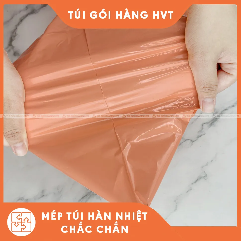 Túi gói hàng cam san hô mép hàn nhiệt chắc chắn