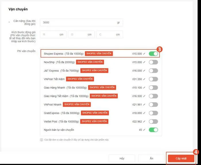 Kích hoạt shopee express trước khi sử dụng
