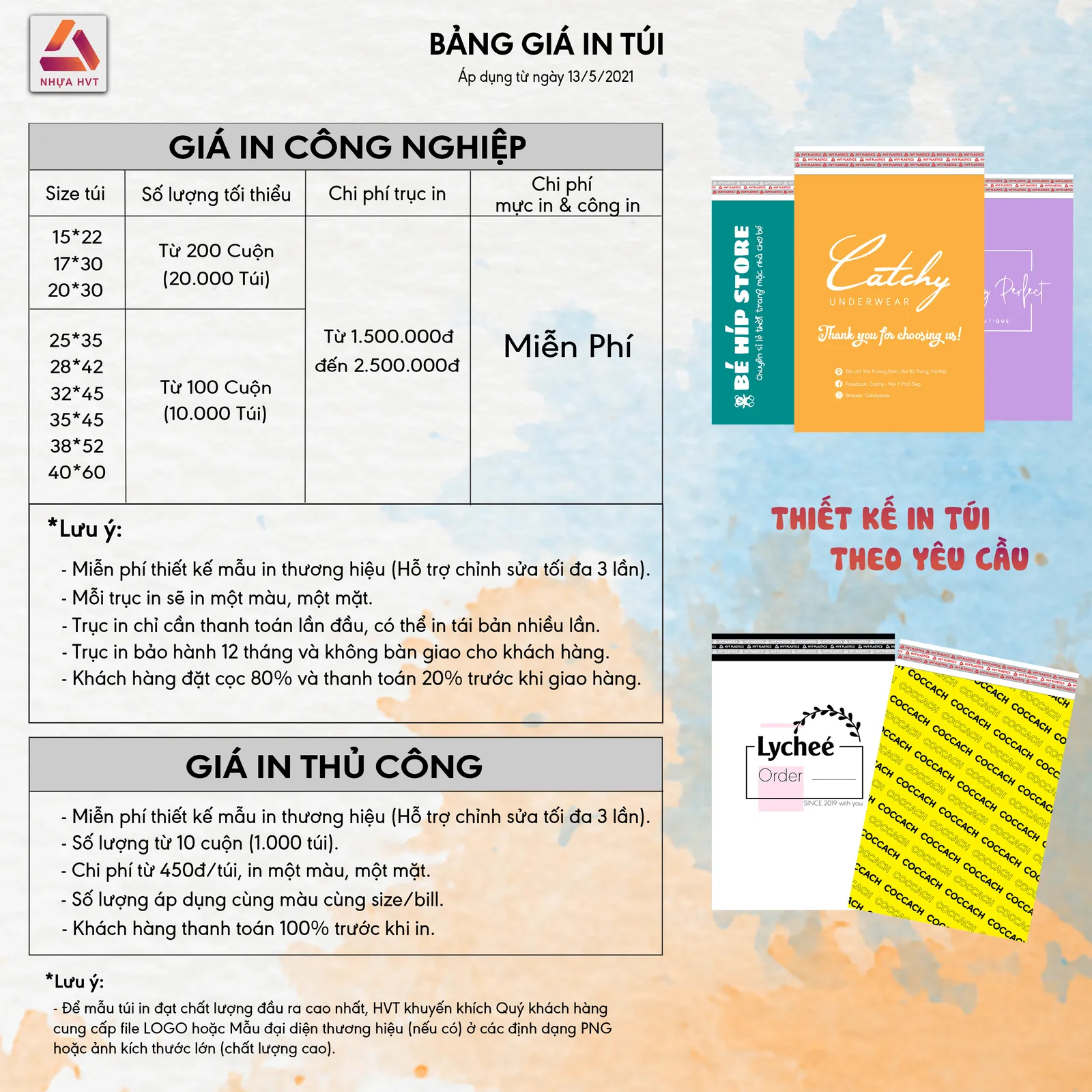 bảng giá in Túi công nghiệp tại HVT