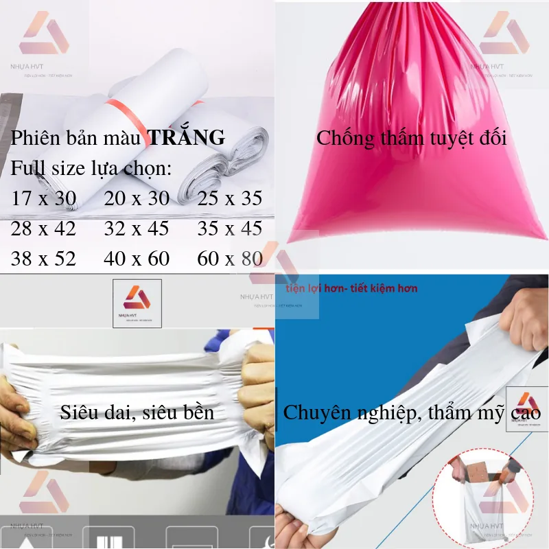 Túi màu trắng khó kéo rách