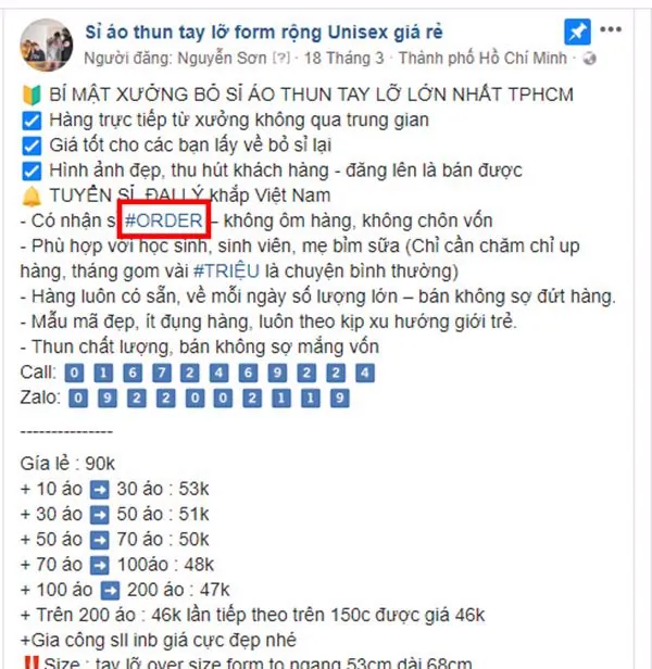 nội dung bài bán quần áo