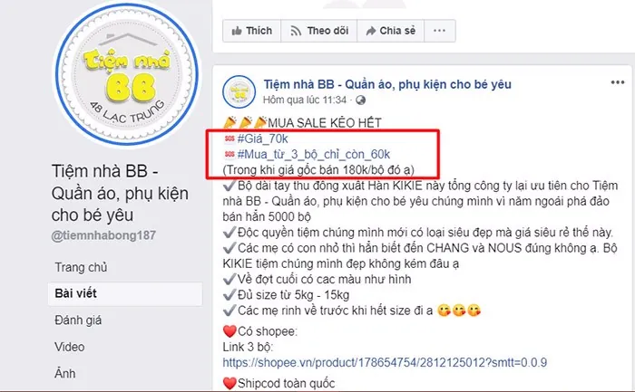 bán quần áo online bằng hiệu ứng chim mồi