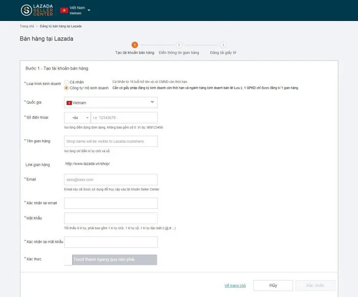 Hướng dẫn cài đặt thông tin tải khoản lazada