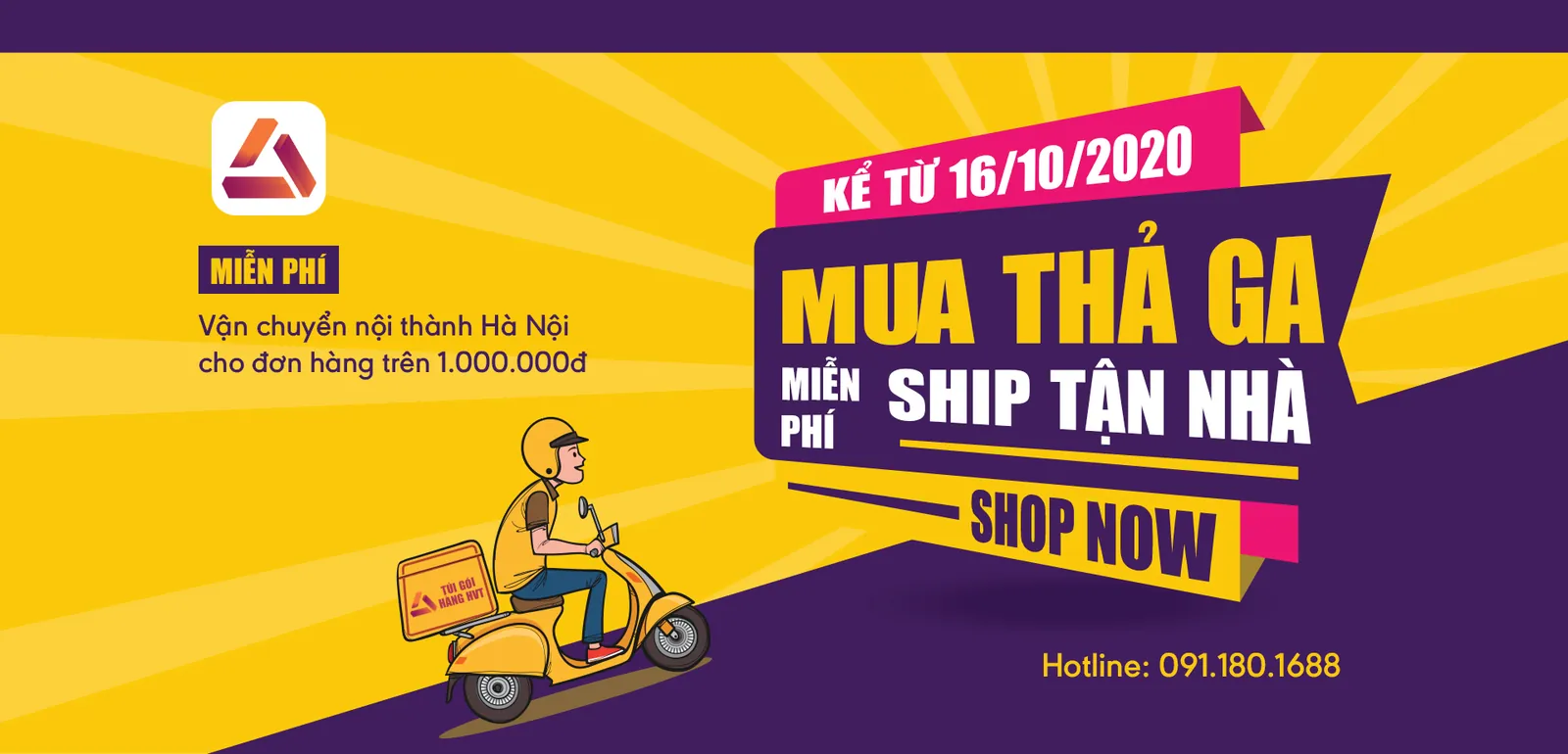 Miễn phí vận chuyển túi gói hàng