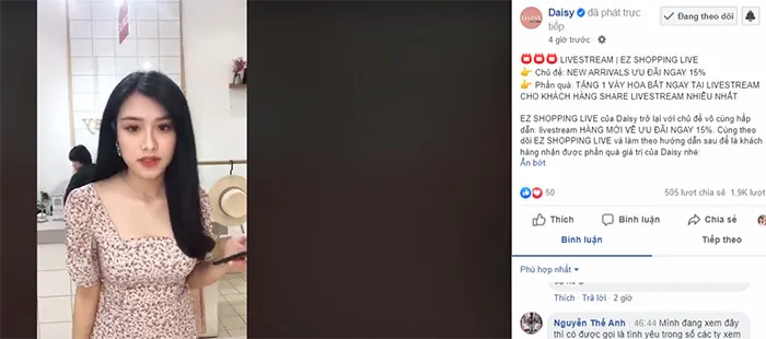 livestream bán quần áo online