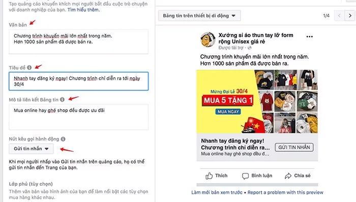 bán quần áo online bằng chạy quảng cáo