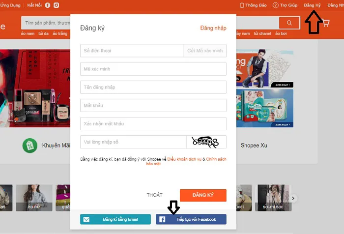 Hướng dẫn cách đăng ký tài khoản trên shopee
