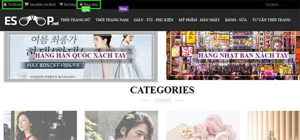 mục đăng nhập trên website