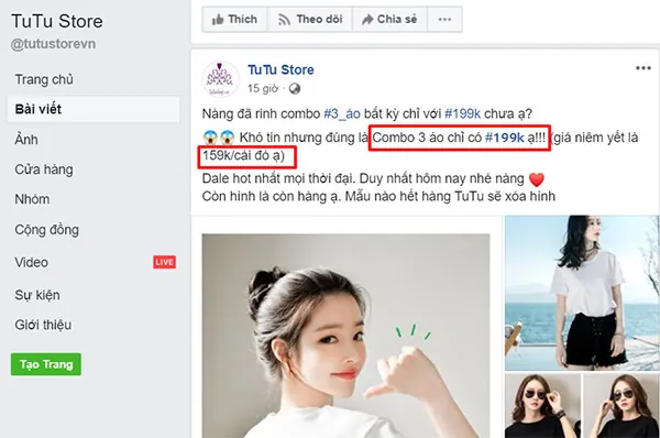 post bán quần áo trên mạng