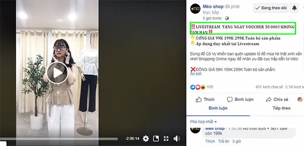 tặng quà ngay trong lúc livestream