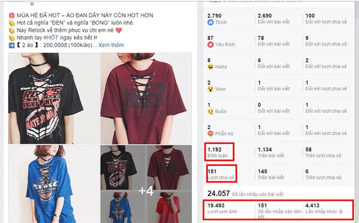 Lượt tương tác khi chạy quảng cáo