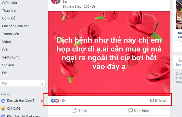 ảnh post họp ra đơn