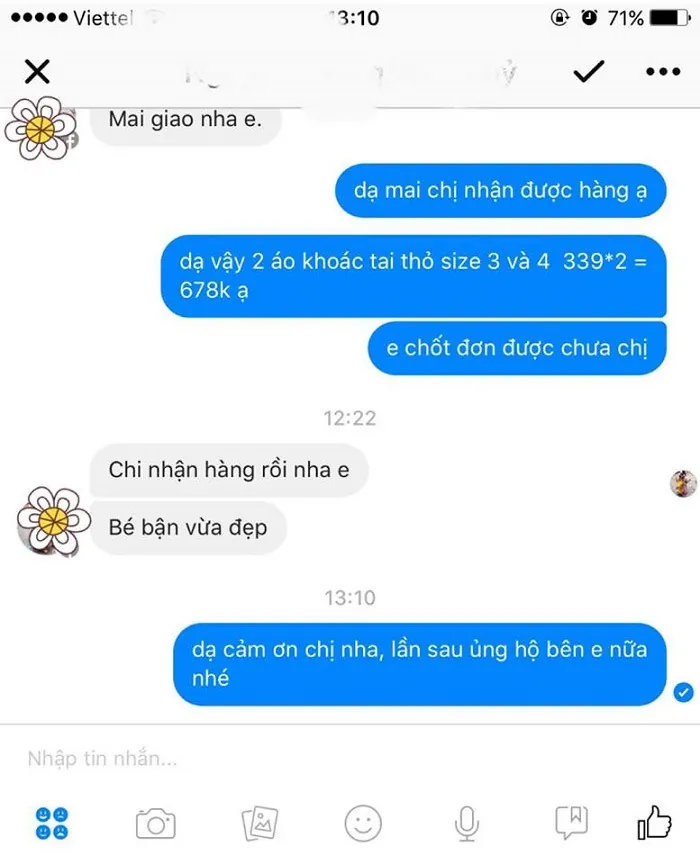 tin nhắn với khách