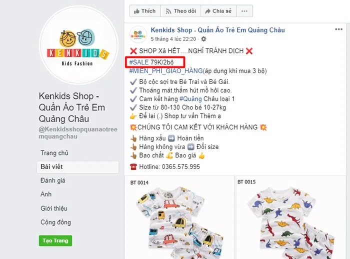 bài bán hàng sale combo quần áo