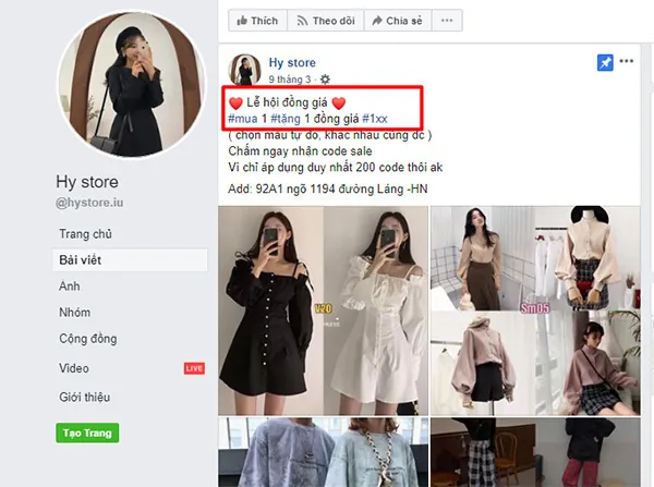 bài bán quần áo tặng kèm quà