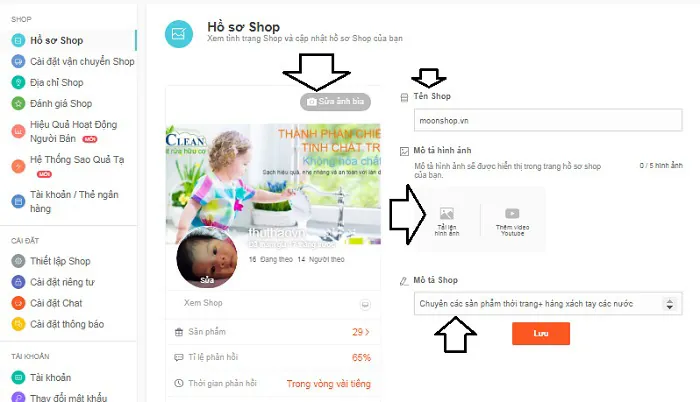 Hướng dẫn tạo hồ sơ shop