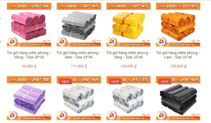 Túi dán miệng nhiều màu