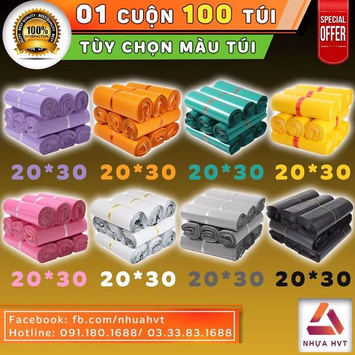 chi phí túi gửi hàng theo màu và kích thước