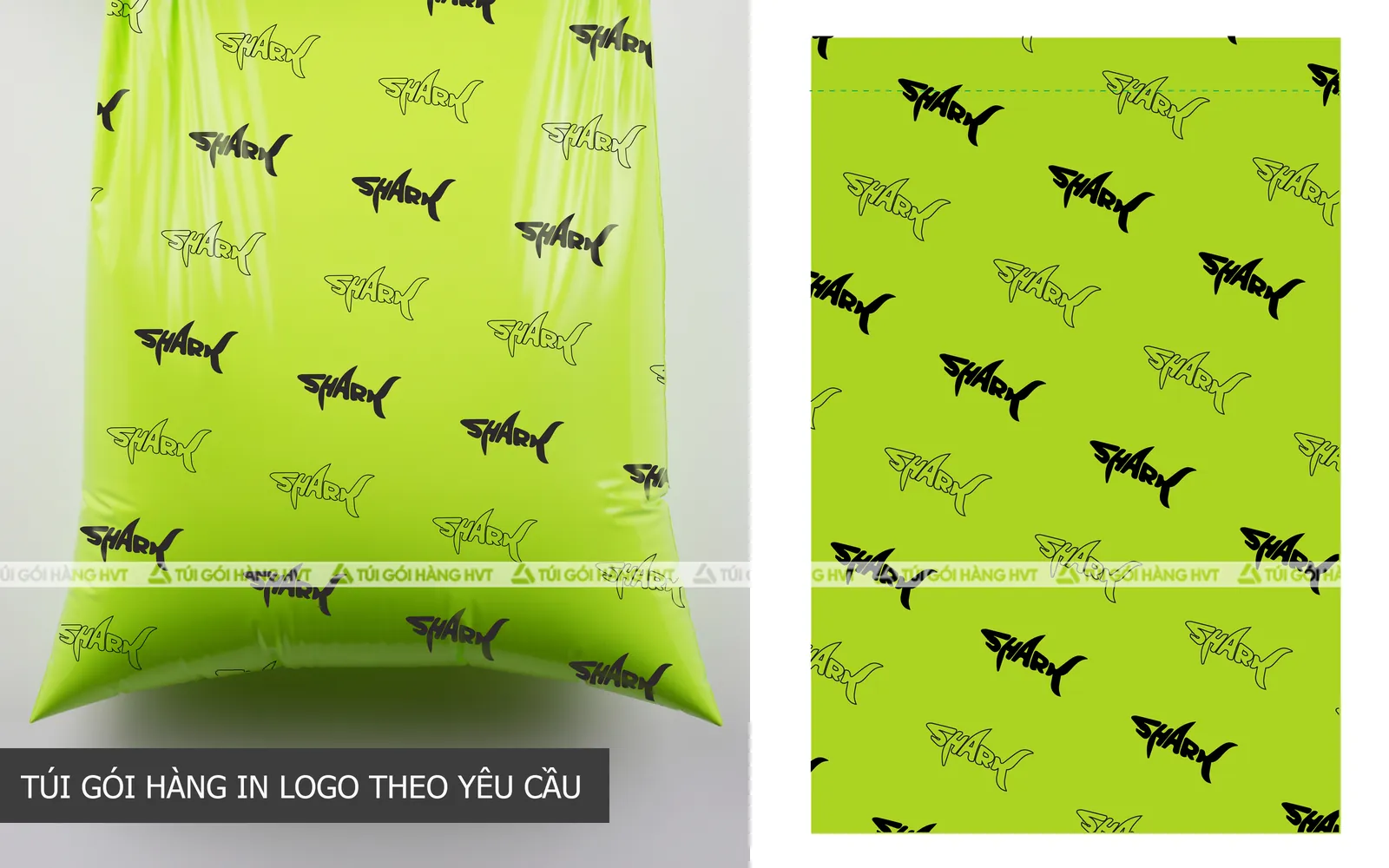 Túi nhựa PE xanh neon in hình