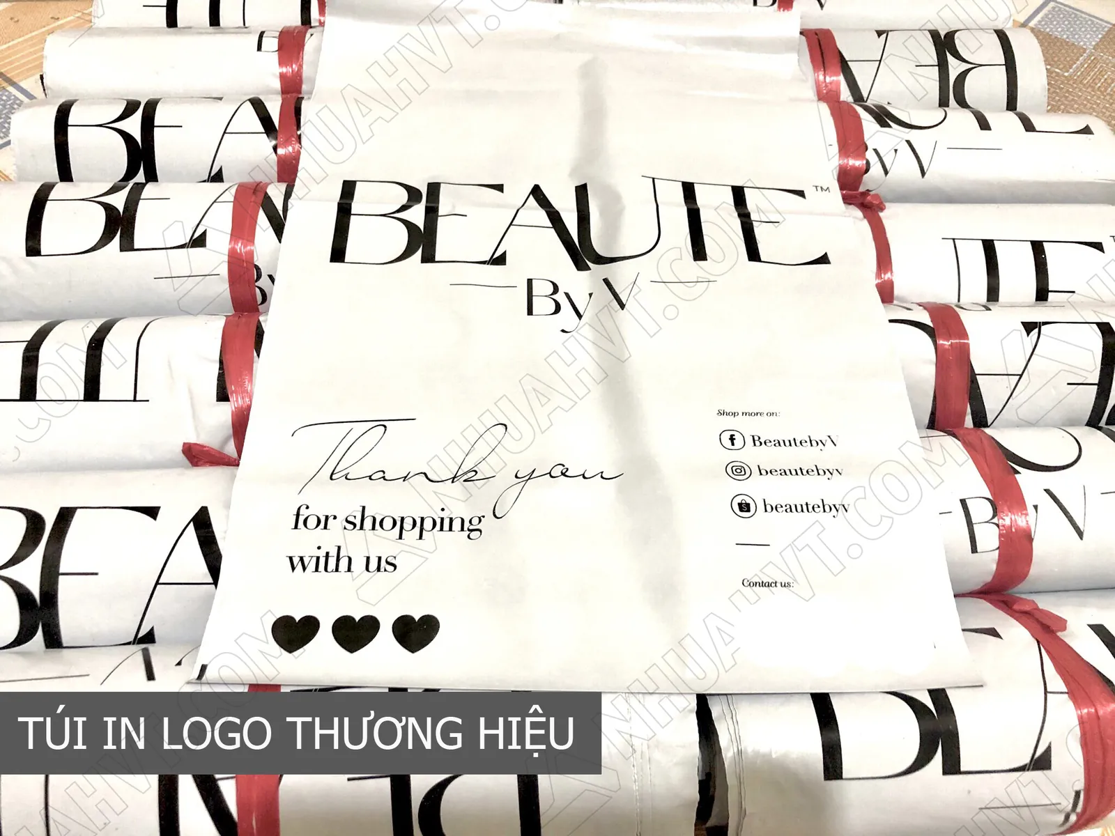 Túi pe trắng in logo