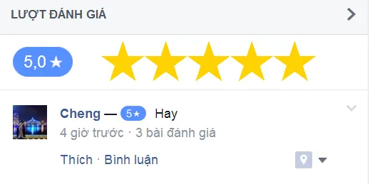 Đánh giá sao trên facebook