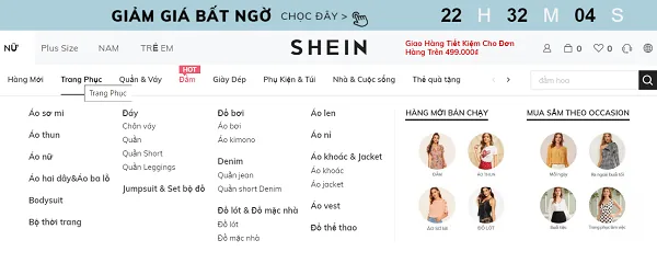 Giao diện website bán quần áo