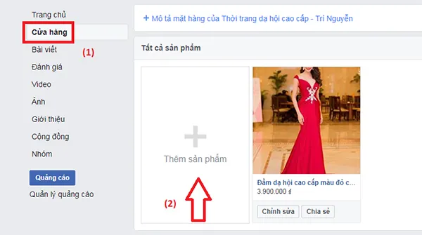 chọn mục cửa hàng để đăng ảnh