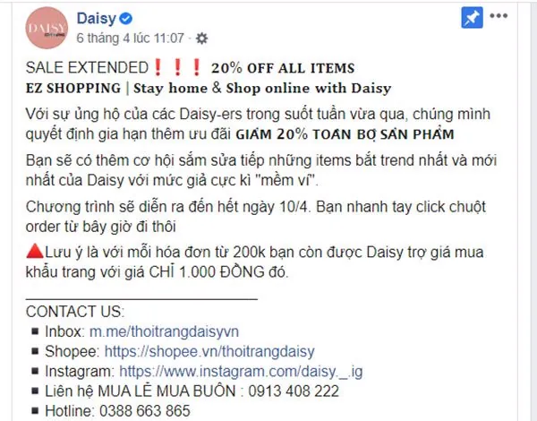 mẫu bài đăng bán quần áo online hoàn chỉnh