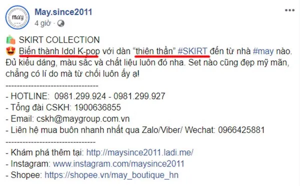 mẫu thân bài của một post bán hàng online