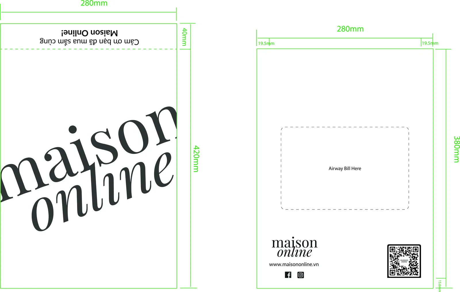 Túi gói hàng in logo thương hieeji Maison