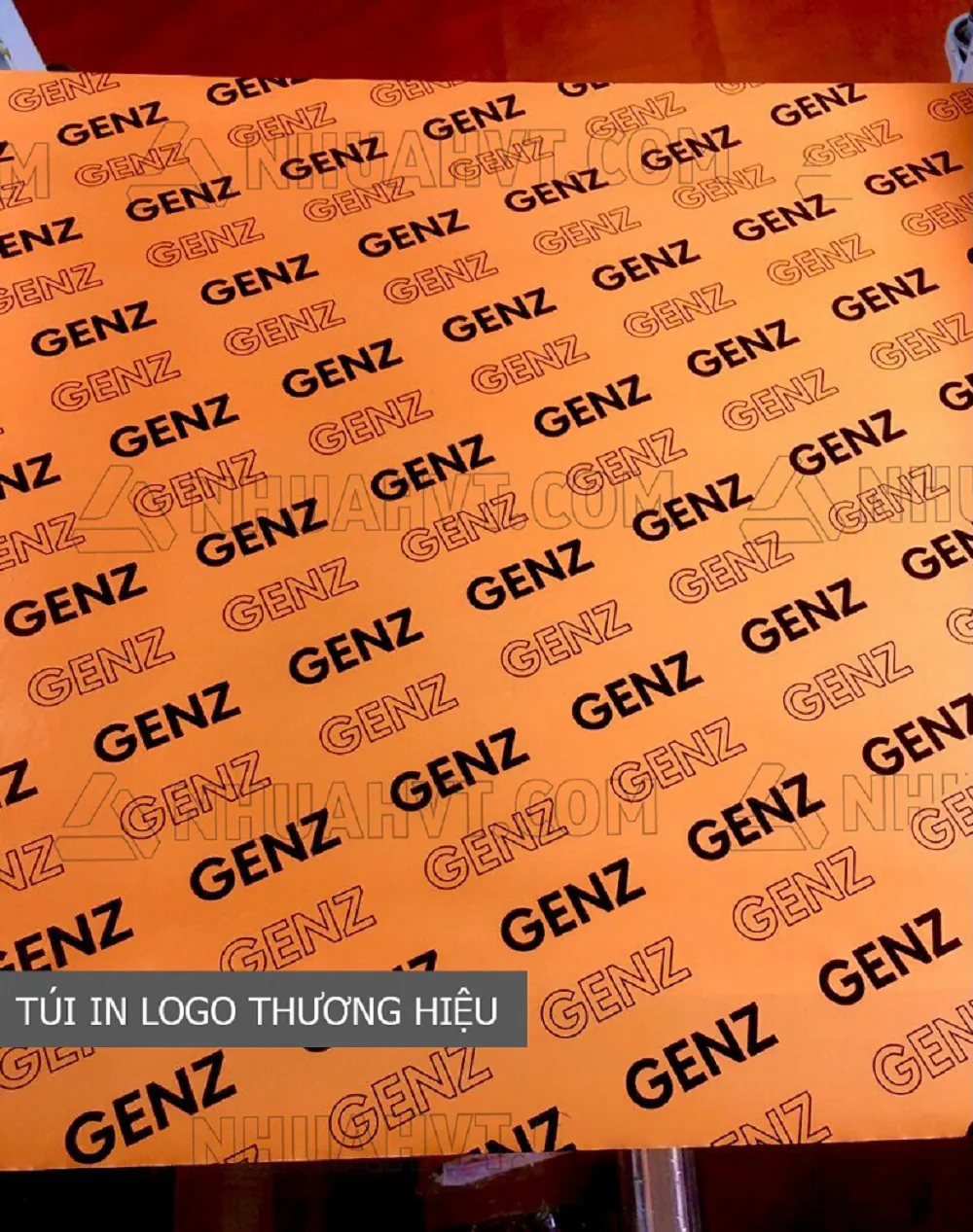 túi đóng hàng màu cam in logo thương hiệu