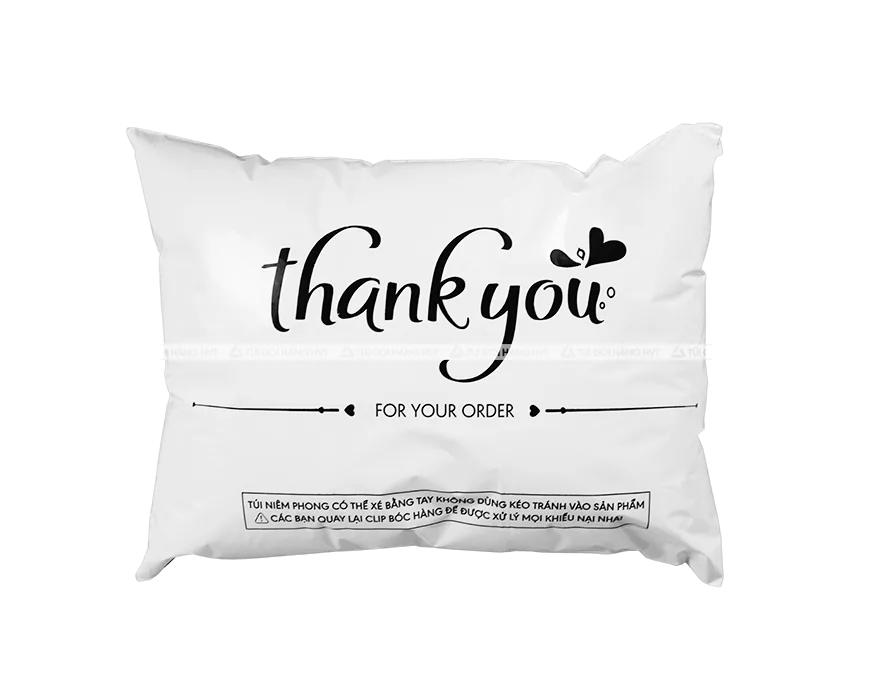 Túi gói hàng in sẵn Thank you Trắng