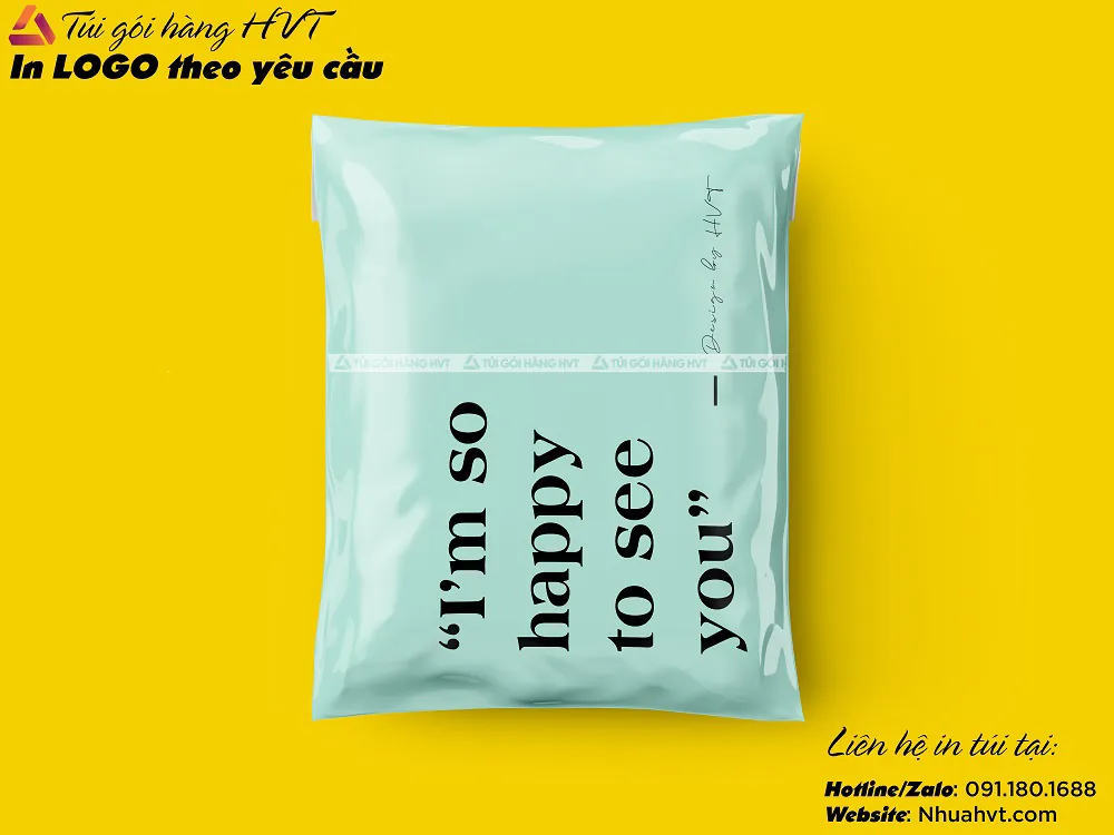 túi xanh bạc hà size 25*35 in logo thương hiệu