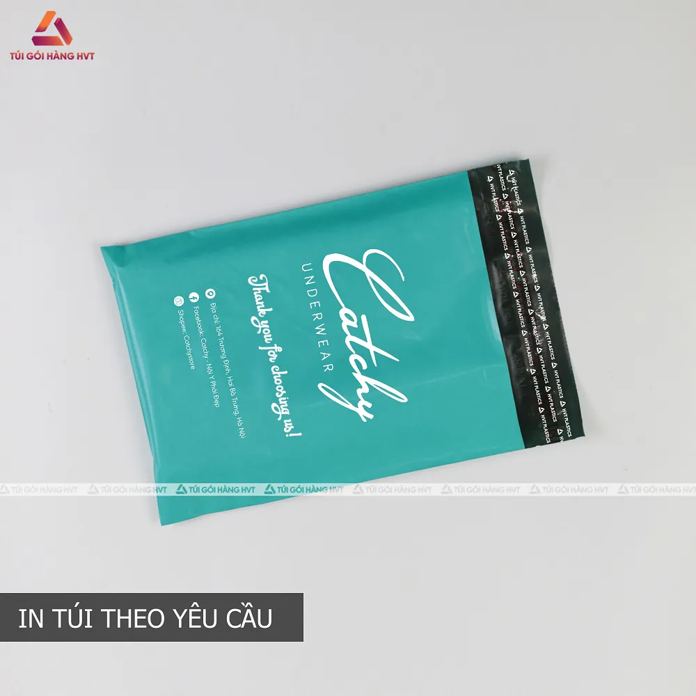 túi gói hàng xanh ngọc in logo thương hiệu