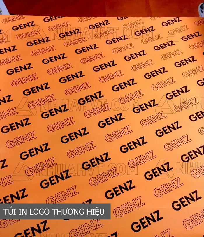 túi gói hàng màu cam HVT size 17*30 in logo thương hiệu