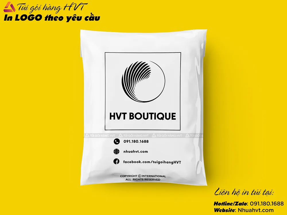 Túi gói hàng in logo thương hiệu màu trắng