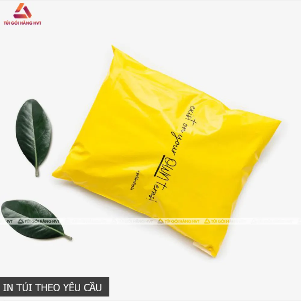 Túi gói hàng màu vàng in logo thương hiệu