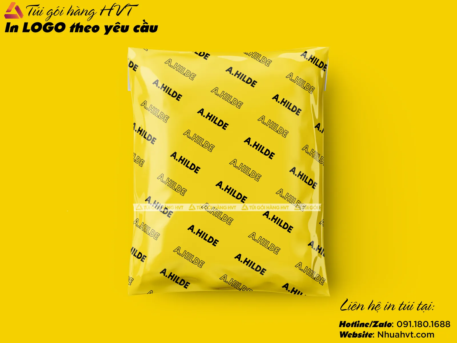 Túi gói hàng màu vàng size 45*60 in logo thương hiệu